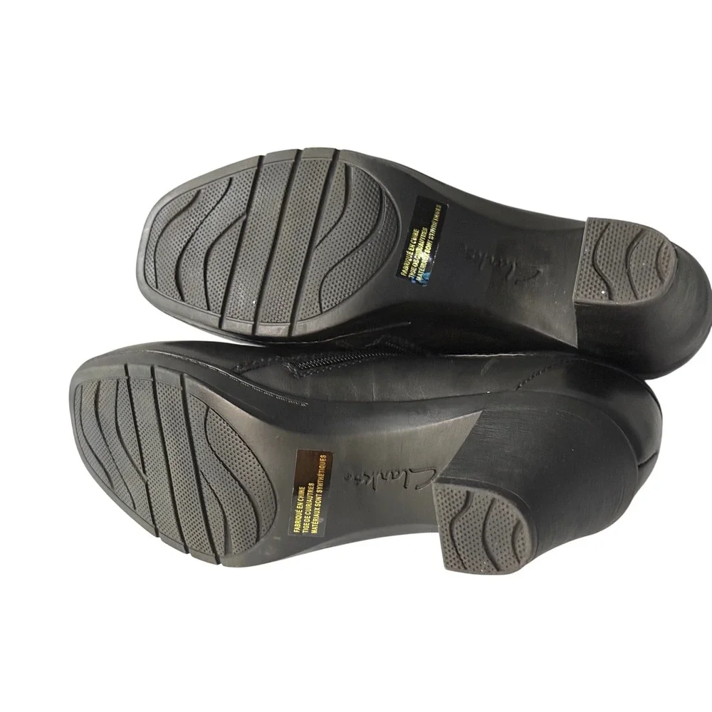 Clarks Bendables Womens Black Leather Heeled Shootie‎ Ankle Booties 10M 80460